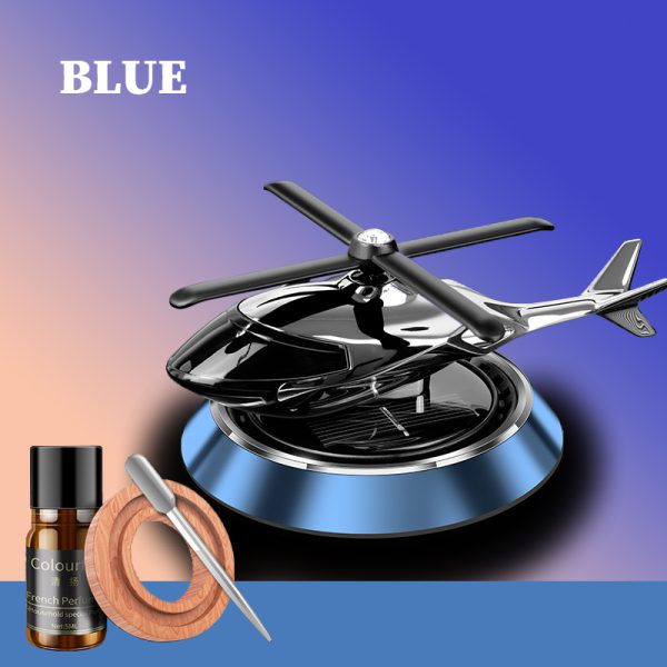 Blue Color Car Aroma Diffuser Air Freshener Solar Power Car Dashboard Helicopter With Refill Perfume
